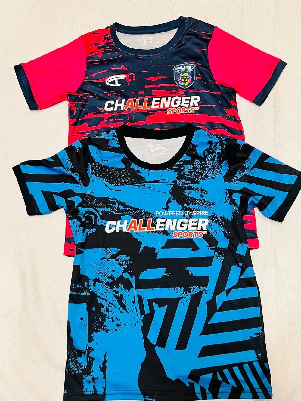 Youth Boy Soccer Shirt Blue & Pink Challenger Sport, Size Youth L, Set Of 2